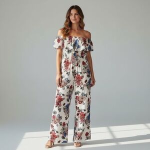 Promesa Multicolor Floral Off-Shoulder Jumpsuit